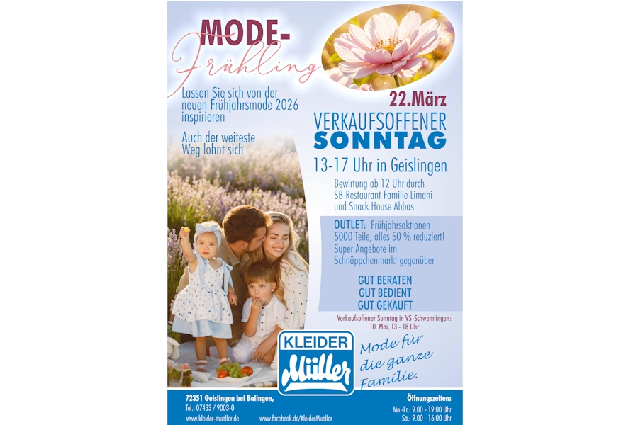 Mode-Frühling bei Kleider Müller- Verkaufsoffener Sonntag